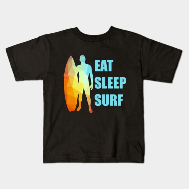 Eat Sleep Surf Kids T-Shirt by EvilDD